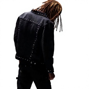 Women Black Denim Tracksuit Full Sleeve Button Up <b>Jacket</b> And Pants <b>Rhinestone</b> Decorated Streetwear Set Autumn Wear - Product Image 2