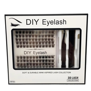 Kit de cils en grappe DIY 14 rangées, tailles mixtes, faux cils segmentés avec colle et pince, kit d'extension de cils faits à la main - Product Image 3