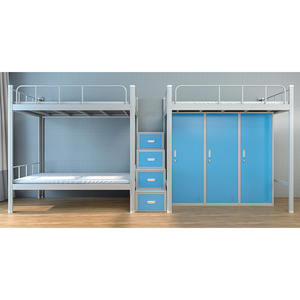 Dormitorio Hierro Acero Armario Habitación Barato Loft Escalera Niño Casa Almacenamiento Precio Metal Chica Adolescente Niños Litera Cama Con Escritorio - Product Image 1