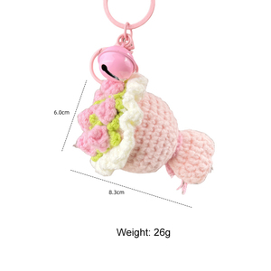 Mini bouquet portatile di fiori all'uncinetto, <span class=keywords><strong>portachiavi</strong></span> floreale fatto <span class=keywords><strong>a</strong></span> mano per borsa e regalo per la fidanzata, piccolo presente - Product Image 3