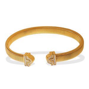 Bracelet en acier inoxydable plaqué or pour femme, bijoux de fête SZ287WEG, bracelet doré au design exagéré, style luxe léger - Product Image 5