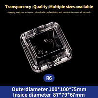 Boîte à bijoux en plastique transparente résistante aux chocs, écologique, 100x100x75mm, rectangulaire, carrée, film suspendu