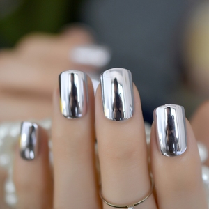 <span class=keywords><strong>Faux</strong></span> <span class=keywords><strong>ongles</strong></span> miroir violet clair, taille moyenne, à recouvrir entièrement, pour filles, accessoires de manucure tendance, faciles à poser soi-même N25 - Product Image 3