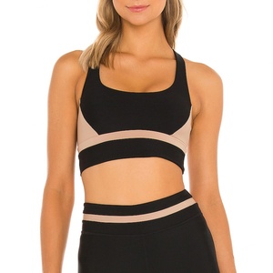 Conjunto de sujetador deportivo y top de yoga con espalda cruzada hueca para mujer, ropa deportiva para damas con colores en contraste, ropa de fitness - Product Image 1