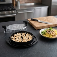 Machine à déchiqueter le poulet professionnelle de 10 pouces avec grande couvercle transparente visible et brosse pour cuisine, barbecue, tacos, salades