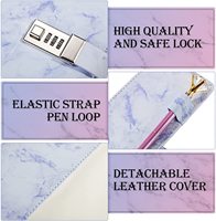 Journal A5 en cuir PU avec cadenas en marbre LABON, carnet de notes avec mot de passe, stylos diamantés pour femmes