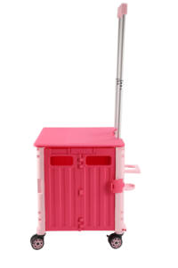 Оптовая продажа складная пластиковая тележка для еды Складная ручная тележка для покупок с подстаканником - Product Image 4