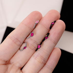 All'ingrosso di alta qualità in acciaio inox per bambini anello del naso disegno del fulmine con pietra zircone alla moda Piercing al naso - Product Image 3