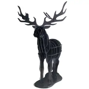 办公室家庭书桌橱柜装饰用半透明3D站立跪着雌性驯鹿拼图雕像