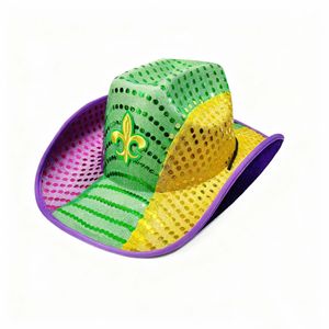 SOLPOP Carnival <strong>Purple</strong> Gold Green Embroidered Sequins Cowboy <strong>Hat</strong> Mardi Gras Glitter Party Led Flashing Light up Cowgirl <strong>Hat</strong> - Product Image 1