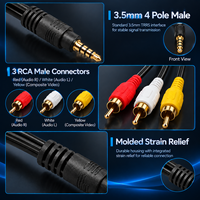 Video Kamera AV 3.5mm 4 Kutuplu Erkek - Kırmızı Beyaz Sarı 3 RCA Erkek 1'den 3'e Adaptör Özel 3.5mm TRRS - 3 RCA Konnektör
