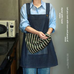Newest Polyester Retro Wipeable Water-Repellent Oil-Proof Detachable Chef Custom Logo <b>Kitchen</b> <b>Apron</b> for Women Men - Product Image 2