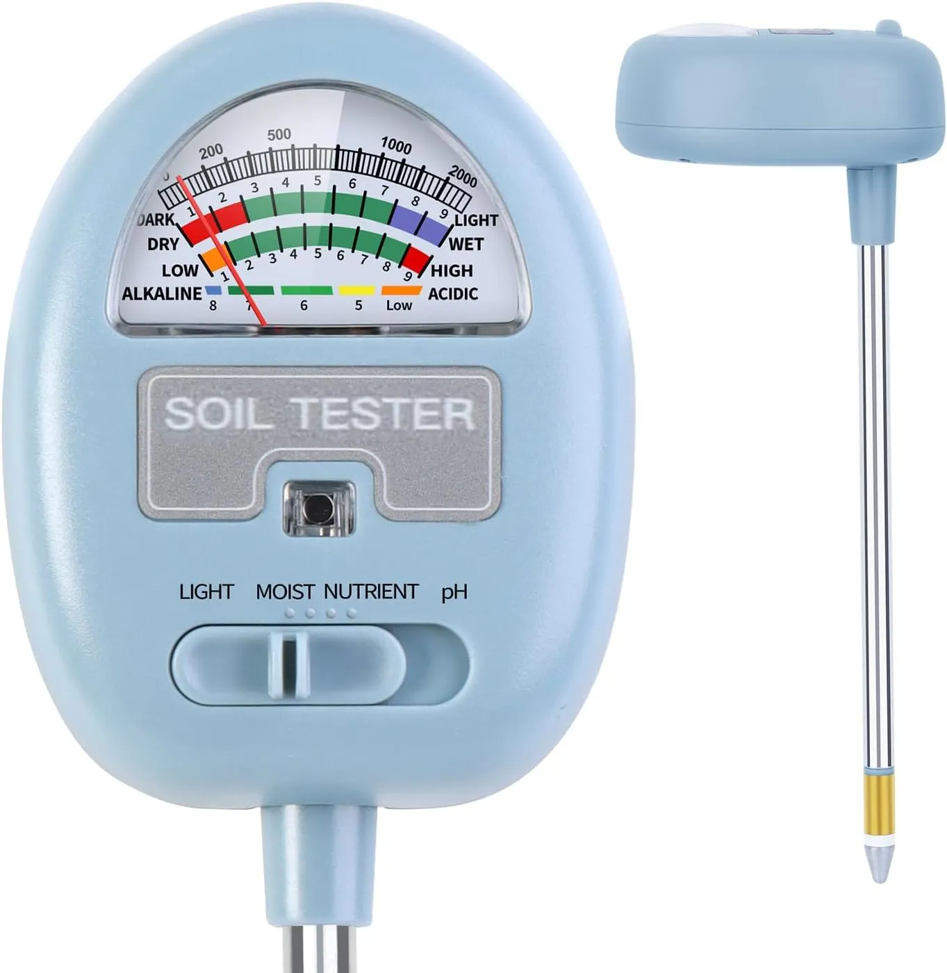 4-In-1 Bodemvochtmeter, Bodem Ph-Meter, Grondtester Voor Vocht, Licht, Voedingsstoffen, Ph, Bodem Ph Testkit Geen Batterij Nodig