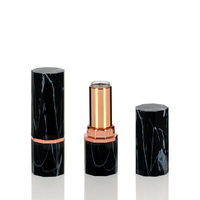 9 côtés Flat Cap Black Marbling Pattern Lipstick Tube Container Case