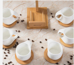 Forma moderna decorativa impilabile colore bianco elegante tazze di caffè di ceramica con il basamento - Product Image 2