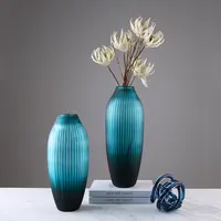 Artesanato Vaso de Flor de Vidro Murano Arte de Vidro Azul do Inclinação do vintage Mão De Vidro Soprado Vaso de Flor