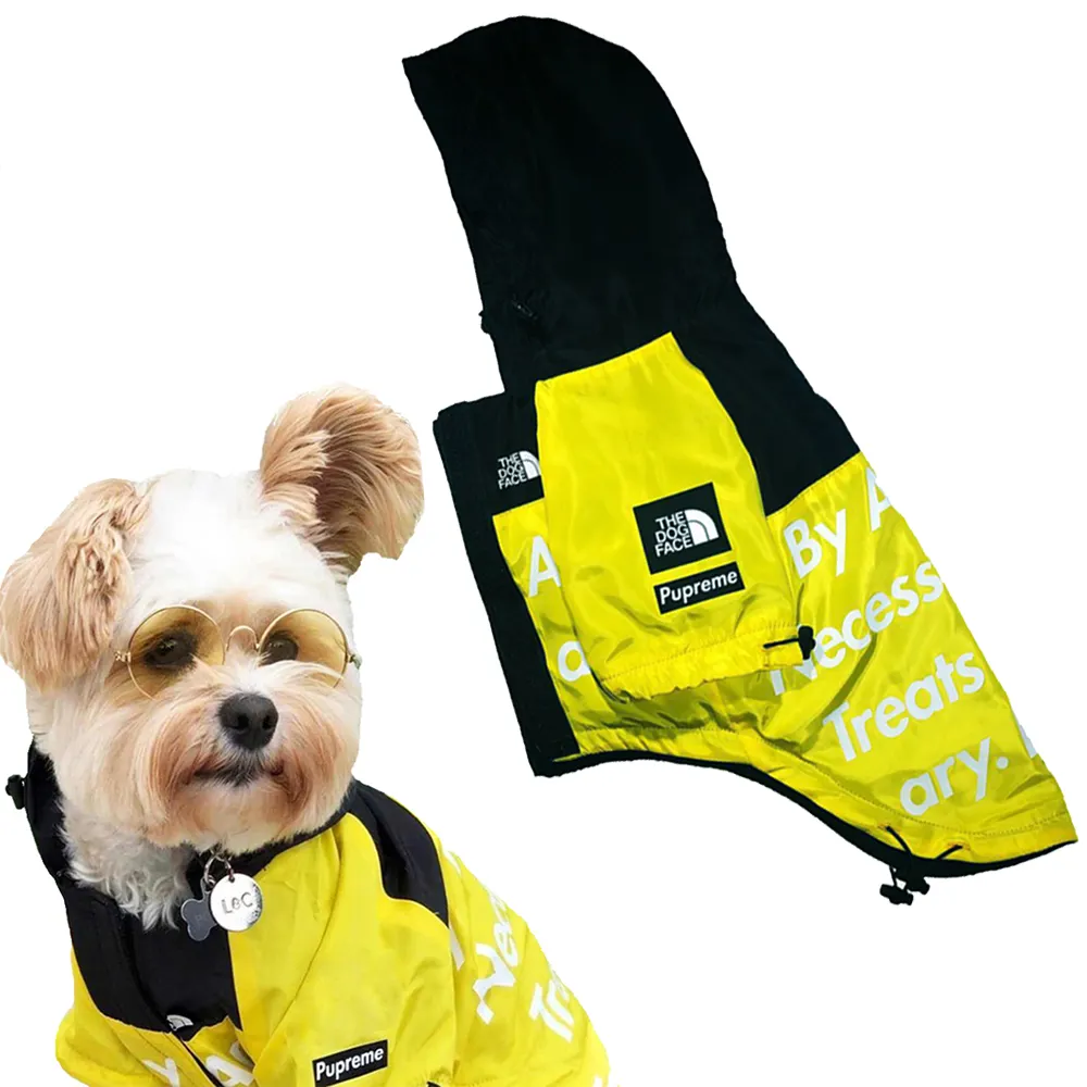 Cappotto impermeabile per cani da compagnia di moda il viso del cane giacca da esterno impermeabile riflettente per vestiti per animali domestici per cani di taglia piccola e media