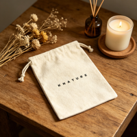 Pochette à bijoux en coton naturel avec logo personnalisé, sac à poussière en toile avec cordon de serrage