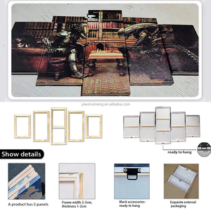 Colorful Neon Channel Gamer <strong>Symbol</strong> Picture Game Room Game Printed Modern 5 Panels Wall Art <strong>Canvas</strong> Painting - Product Image 6