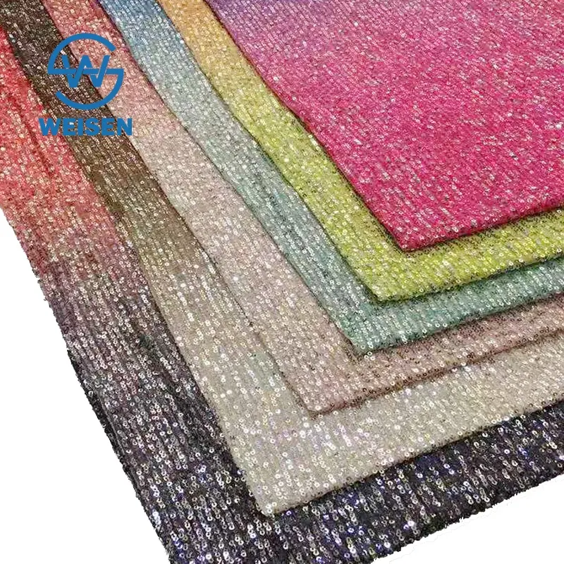 Оптовая продажа, растягивающаяся ткань с разноцветными блестками 3 мм и кружевом 5 ярдов