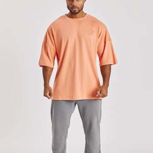 Camiseta personalizada de algodón orgánico de gran tamaño Boxy camiseta para hombre en blanco Drop Shoulder Fitness camiseta de gran tamaño - Product Image 5