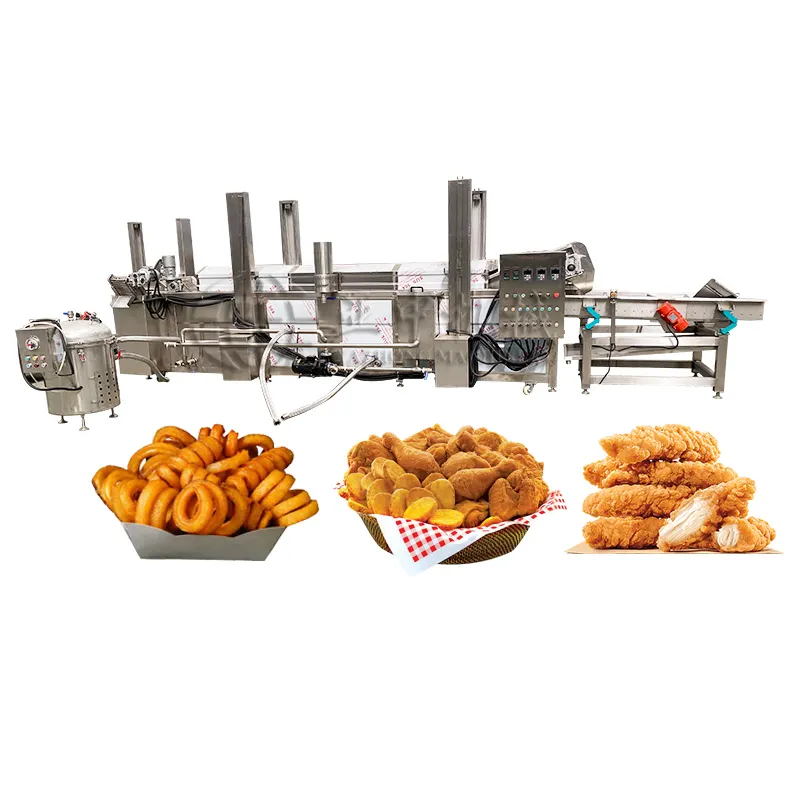 Snacks Machine Mesh Belt Fryer Automatische Pommes Frites Frittier maschine Fried Chicken Chop Machine