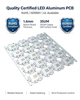 Circuit imprimé en aluminium LED personnalisé, couche de cuivre 35UM, traitement de surface OSP, certifié RoHS et UL, circuit imprimé pour source de lumière LED
