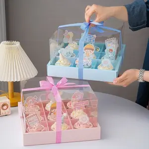 Scatole per torte con logo personalizzate che confezionano scatole per feste di compleanno in cartone bianco trasparente riciclabile