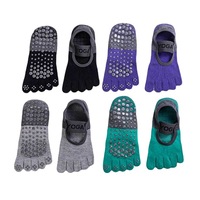 Chaussettes de yoga pour femmes, nouveau style, sans talon, antidérapantes, à cinq doigts, en coton absorbant la transpiration, à rayures horizontales colorées