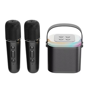 Lonvel 2 en 1 professionnel minuscule maison Led Mobile Portable karaoké micro ensemble et Mini haut-parleur Y1 avec 2 microphones sans fil <span class=keywords><strong>chanteur</strong></span> - Product Image 1