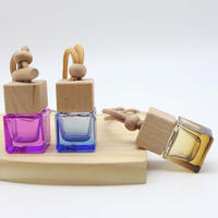 Bouteille diffuseur d'huiles essentielles pour voiture, 8 ml, bouchon en bois noir, classique, dégradé, verre transparent noir, suspendu