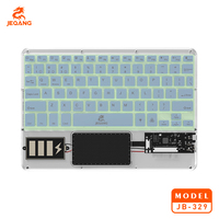 Jeqang JB-329 RGB Backlit Transparan untuk Keyboard Nirkabel Bluetooth dengan Touchpad Plastik Kompatibel dengan Tablet Laptop