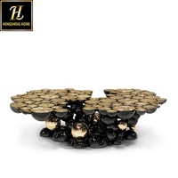 Décor pour la maison Meubles de luxe Table basse en acier inoxydable noir et or Table basse centrale moderne irrégulière