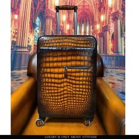 Valise en cuir véritable exotique, cuir de crocodile patiné authentique, valise en cuir de luxe, valise en cuir de crocodile véritable