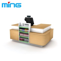 Comptoir de caisse en MDF à 2 niveaux de 1500 mm avec plateau en bois Highbright, revêtement poudré, pour magasin de proximité, certifié ISO9001 et CE
