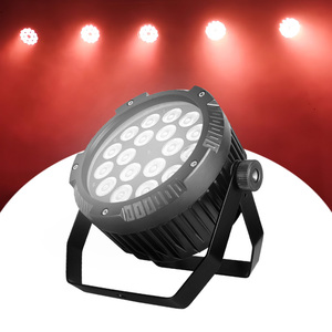 Faro LED Par Piatto e <span class=keywords><strong>Sottile</strong></span> 18x15W RGBWA 5in1 IP65 Impermeabile per Esterni, Attivazione Sonora DMX 8CH, Illuminazione Silenziosa per Palcoscenico - Product Image 1