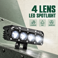 Phare auxiliaire LED HSSH 30W à double lentille pour moto, 12V 24V, en aluminium, avec ventilateur de refroidissement pour moto et VTT