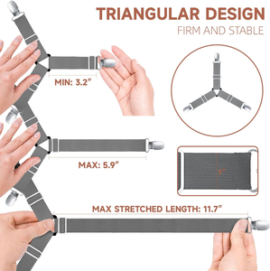 4 pièces de fixations pour <span class=keywords><strong>draps</strong></span> de lit pour les coins, antidérapantes, clips pour <span class=keywords><strong>draps</strong></span> gris, sangles pour <span class=keywords><strong>draps</strong></span>, maintiennent la literie sans plis, faciles à installer - Product Image 2