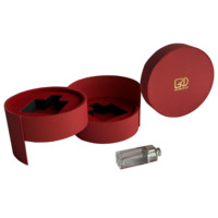 ROGOOD Boîte ronde en papier spécial rayé rouge exquis, double couche, design unique pour l'emballage de parfums et de cosmétiques P2197