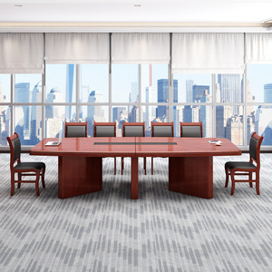 Mesa de Conferencia Rectangular de Madera Maciza con Chapa de Madera, Mesa de Negociación para Varias Personas, Muebles de Oficina de Alta Gama Pintados, Conjunto Comercial - Product Image 3