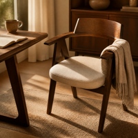 Fauteuil en bois avec dossier ergonomique rembourré en coton respirant, tissu personnalisé, empreinte de 580 mm x 495 mm, hauteur du dossier de 840 mm