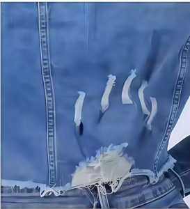 Chaqueta vaquera recortada de diseño europeo para mujer, informal, de encaje lavado con ácido sólido, contraste, primavera Otoño, agujero con incrustaciones de diamantes - Product Image 3