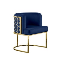Fauteuil lounge moderne de luxe avec dossier en nid d'abeille et accents en acier inoxydable, avec tabouret, pour salle à manger, hôtel, usage domestique