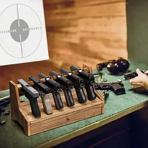 Estante de almacenamiento de juguetes para pistola, caja de almacenamiento para sala de estar, contenedor de alimentos, tipo cajón, acabado brillante de madera, pantalla de pistola de madera con entramado múltiple