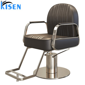 Kisen Modern Barber <b>Chair</b> Salon Barber ChaFaux <b>Leather</b> Hydraulic Height Adjustable Round Base Salon Furniture - Product Image 6