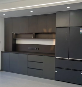 Buffet moderne en bois écologique pour salle à manger, armoire de rangement sur mesure avec étagères réglables, style bois pour le rangement - Product Image 3