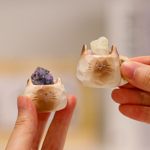 รูปปั้นแมวคริสตัลเรซิ่นขนาดเล็ก ของตกแต่งโต๊ะทำงาน ของขวัญ - Product Image 3