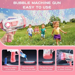 Pistolet à bulles EPT 125 trous rose lumineux pour enfants, machine à bulles pour mariages, Pâques, fêtes en plein air, cadeaux - Product Image 5