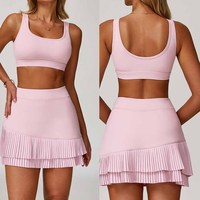 Jupe de Tennis Femme Taille Haute Plissée, Vêtement de Sport à Séchage Rapide, Jupe-Short Athlétique Course Entraînement Tenue de Gymnastique Vêtements d'Été
