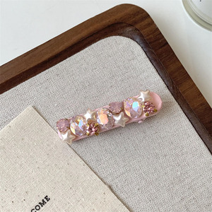 Pince à <span class=keywords><strong>cheveux</strong></span> rétro rose scintillante avec diamants, pour franges rebelles, accessoire de coiffure pour femme - Product Image 4